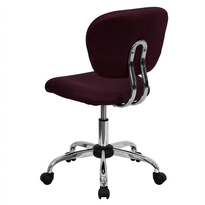 Pemberly Row Modern Mid-Back Mesh Office Swivel Chair in Burgundy