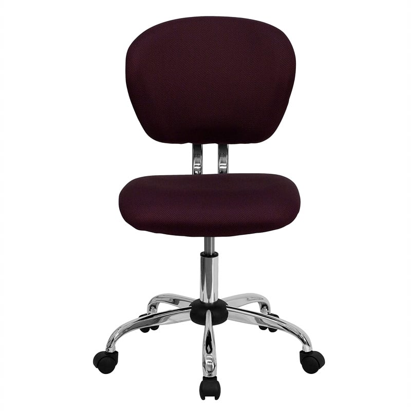 Pemberly Row Modern Mid-Back Mesh Office Swivel Chair in Burgundy