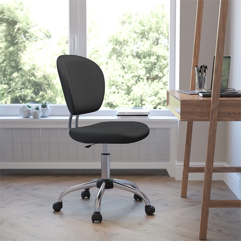 Pemberly Row Modern Mid-Back Mesh Office Swivel Chair in Gray