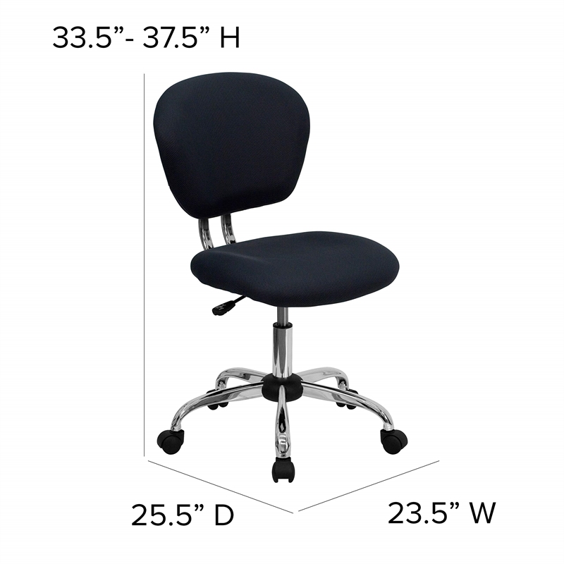 Pemberly Row Modern Mid-Back Mesh Office Swivel Chair in Gray