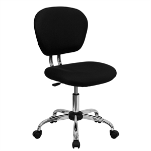 Pemberly Row Mid-Back Mesh Office Swivel Chair in Black and Chrome