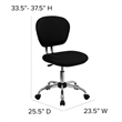 Pemberly Row Mid-Back Mesh Office Swivel Chair in Black and Chrome