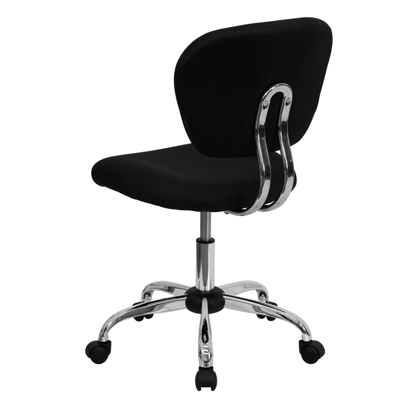 Pemberly Row Mid-Back Mesh Office Swivel Chair in Black and Chrome