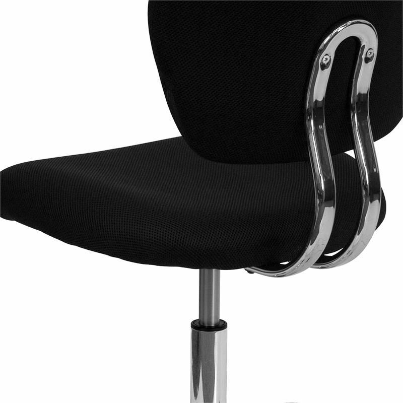 Pemberly Row Mid-Back Mesh Office Swivel Chair in Black and Chrome
