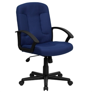 Pemberly Row Modern Mid Back Office Chair with Nylon Arms in Navy