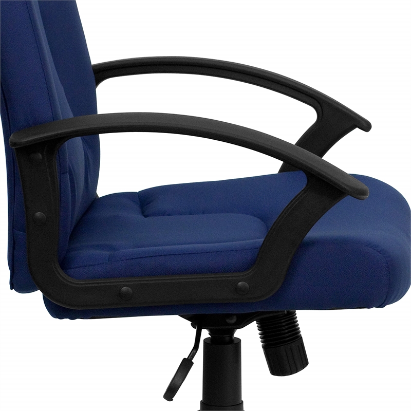 Pemberly Row Modern Mid Back Office Chair with Nylon Arms in Navy