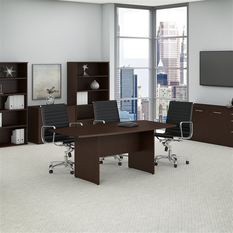 Pemberly Row 72W x 36D Wood Base Conference Table in Mocha Cherry