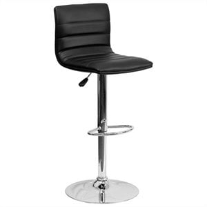Pemberly Row 25&quot to 33&quot Striped Bar Stool in Black with Chrome Base