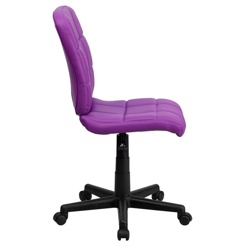 Pemberly Row Modern Mid Back Quilted Office Swivel Chair in Purple