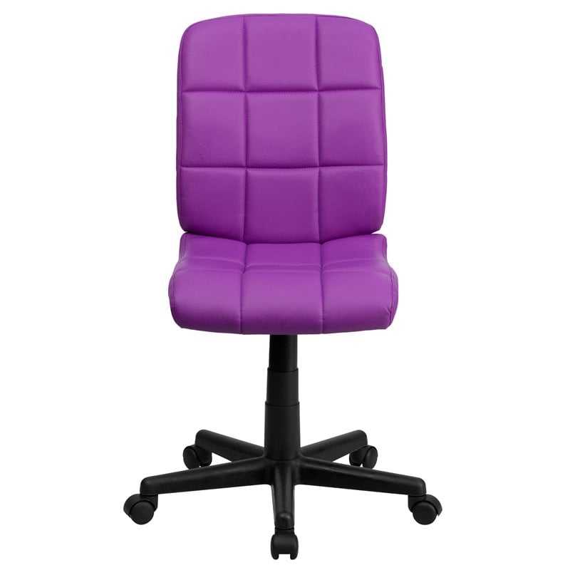 Pemberly Row Modern Mid Back Quilted Office Swivel Chair in Purple