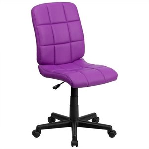 Pemberly Row Modern Mid Back Quilted Office Swivel Chair in Purple