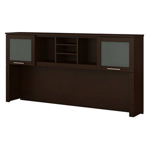 Pemberly Row Modern 72W Hutch for L Shaped Desk in Mocha Cherry
