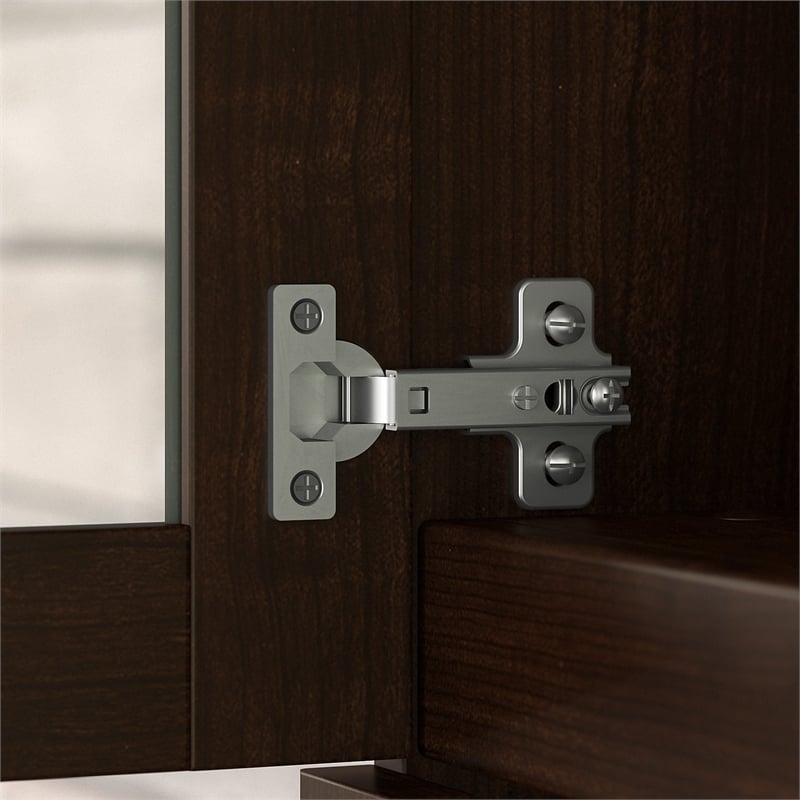 Pemberly Row Modern 72W Hutch for L Shaped Desk in Mocha Cherry