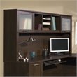 Pemberly Row Modern 72W Hutch for L Shaped Desk in Mocha Cherry