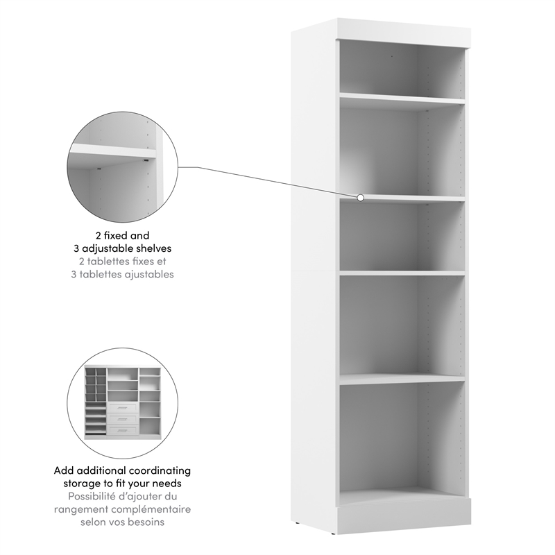 Pemberly Row 25W Closet Organizer in White - Engineered Wood