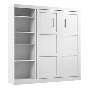 Pemberly Row Full Murphy Bed with Shelving Unit (84W) in White