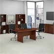 Pemberly Row 72W x 36D Boat Shaped Conference Table with Wood Base in Cherry