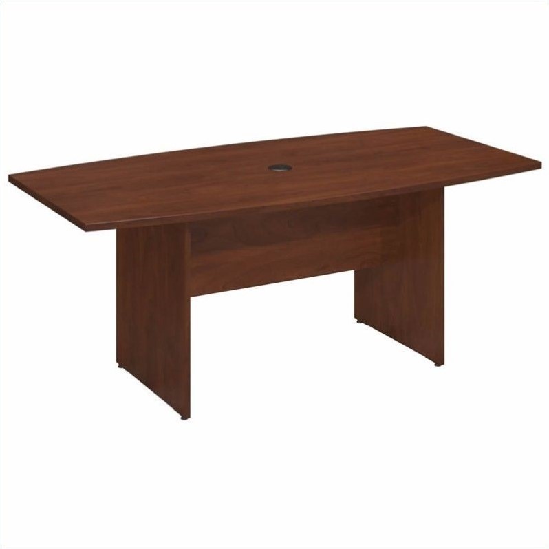 Pemberly Row 72W x 36D Boat Shaped Conference Table with Wood Base in Cherry