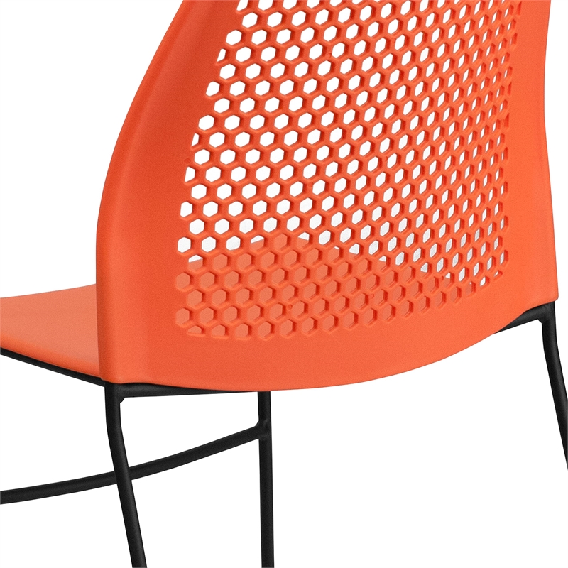 Pemberly Row Modern Air Vent Sled Base Stacking Chair in Orange