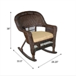 Pemberly Row Rocker Wicker / Rattan Chair - Espresso with Tan Cushion (Set of 2)