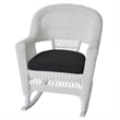 Pemberly Row Outdoor Patio Rocker Chair in White with Black Cushion (Set of 2)