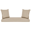 Pemberly Row Patio Love Seat and Coffee Table Set in Black with Tan Cushion