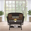 Pemberly Row Patio Love Seat and Coffee Table Set in Black with Brown Cushion