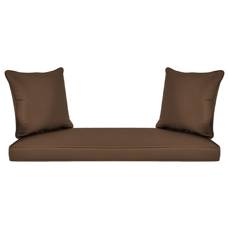 Pemberly Row Patio Love Seat and Coffee Table Set in Black with Brown Cushion