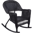 Pemberly Row Wicker Rocker Chair in Black with Black Cushion (Set of 2)