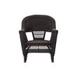 Pemberly Row Wicker Rocker Chair in Black with Black Cushion (Set of 2)