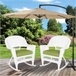 Pemberly Row Wicker Rocker Chair in Black with Green Cushion (Set of 2)