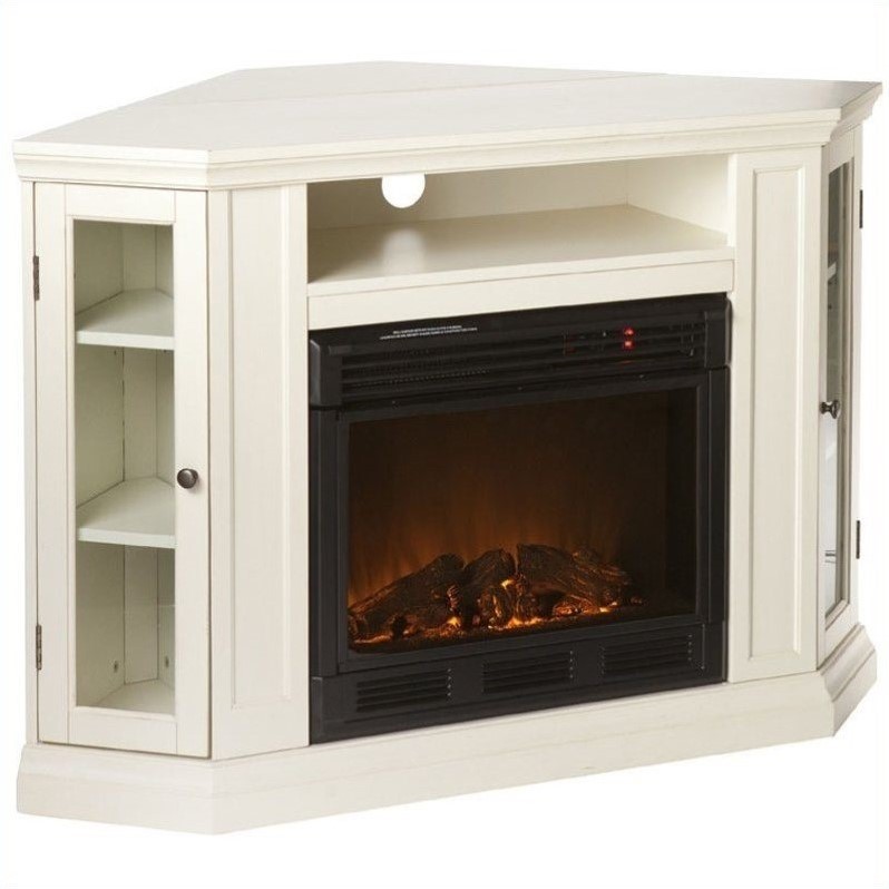 Pemberly Row Modern Convertible Media Electric Fireplace Ivory