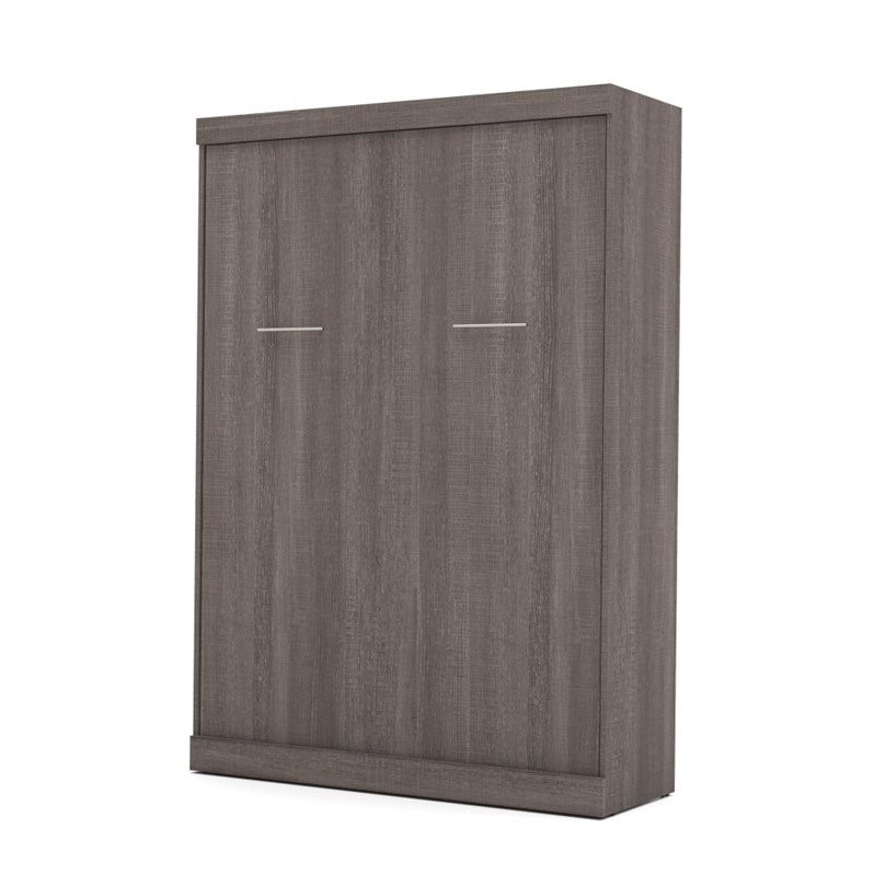 Pemberly Row 59W Transitional Wood / Metal Full Wall Bed in Bark Gray