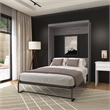 Pemberly Row 59W Transitional Wood / Metal Full Wall Bed in Bark Gray
