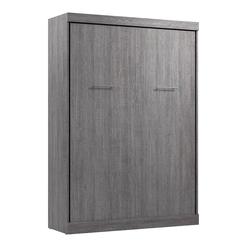 Pemberly Row 59W Transitional Wood / Metal Full Wall Bed in Bark Gray