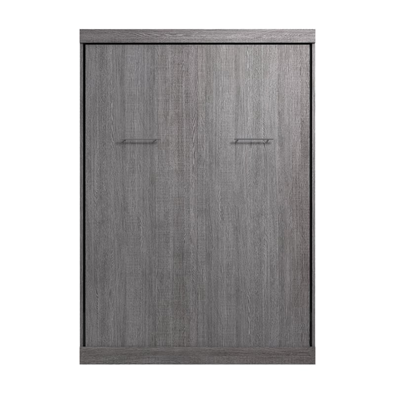 Pemberly Row 59W Transitional Wood / Metal Full Wall Bed in Bark Gray
