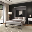 Pemberly Row 59W Transitional Wood / Metal Full Wall Bed in Bark Gray and White