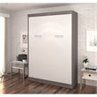 Pemberly Row 59W Transitional Wood / Metal Full Wall Bed in Bark Gray and White