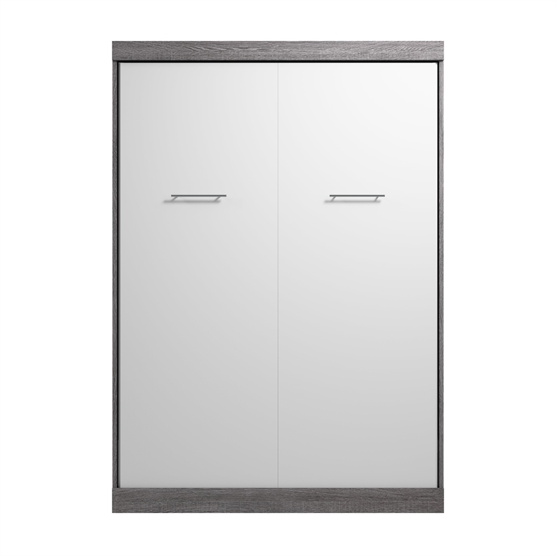 Pemberly Row 59W Transitional Wood / Metal Full Wall Bed in Bark Gray and White