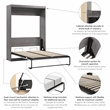 Pemberly Row 59W Transitional Wood / Metal Full Wall Bed in Bark Gray and White