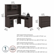 Pemberly Row L Desk with Hutch & File Cabinet in Heather Gray - Engineered Wood