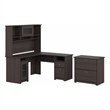 Pemberly Row L Desk with Hutch & File Cabinet in Heather Gray - Engineered Wood