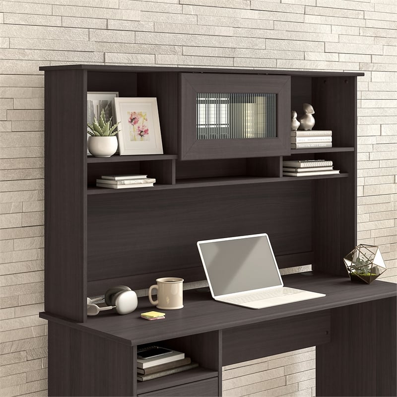 Pemberly Row Hutch for Corner Desk or L Desk in Heather Gray - Engineered Wood