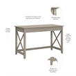 Pemberly Row Contemporary 48W Writing Desk in Washed Gray Finish
