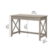 Pemberly Row Contemporary 48W Writing Desk in Washed Gray Finish
