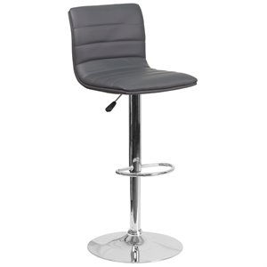 Pemberly Row 25&quot to 33&quot Striped Bar Stool in Gray with Chrome Base