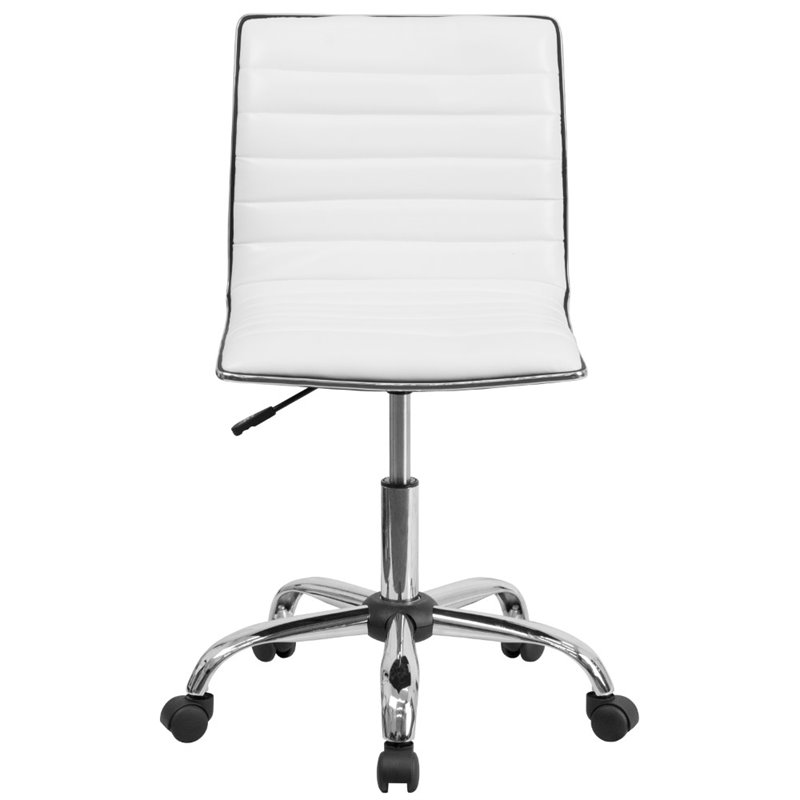 Pemberly Row Modern Ribbed Faux Leather Office Chair in White