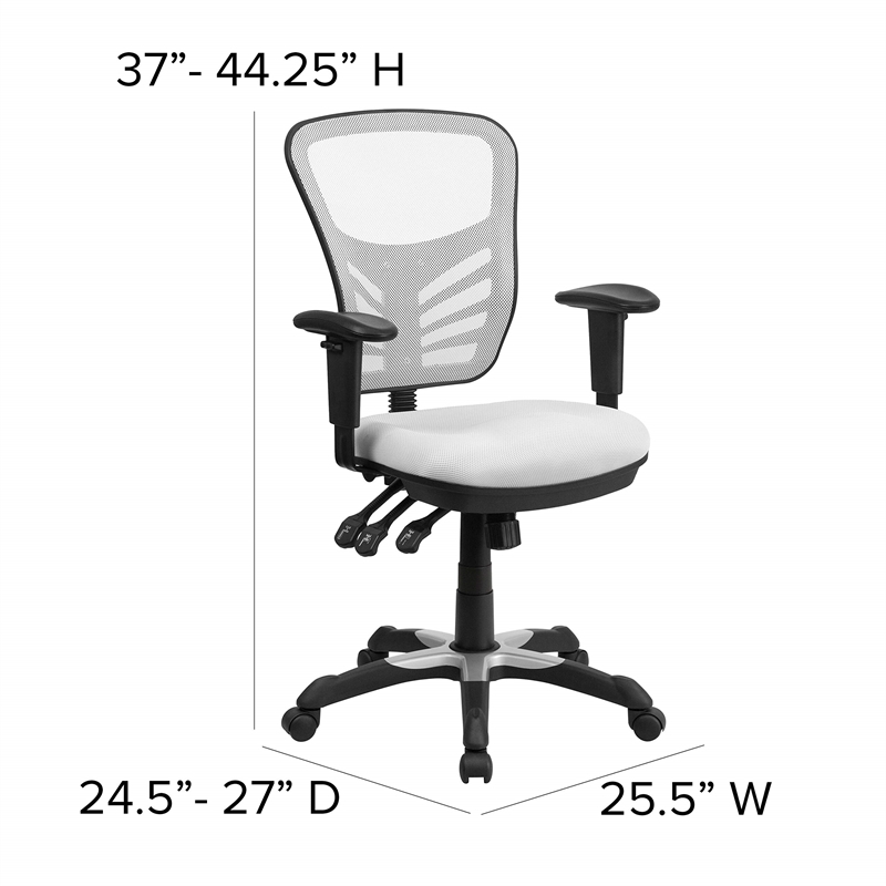Pemberly Row Modern Mid Back Mesh Swivel Office Chair in White