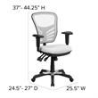 Pemberly Row Modern Mid Back Mesh Swivel Office Chair in White