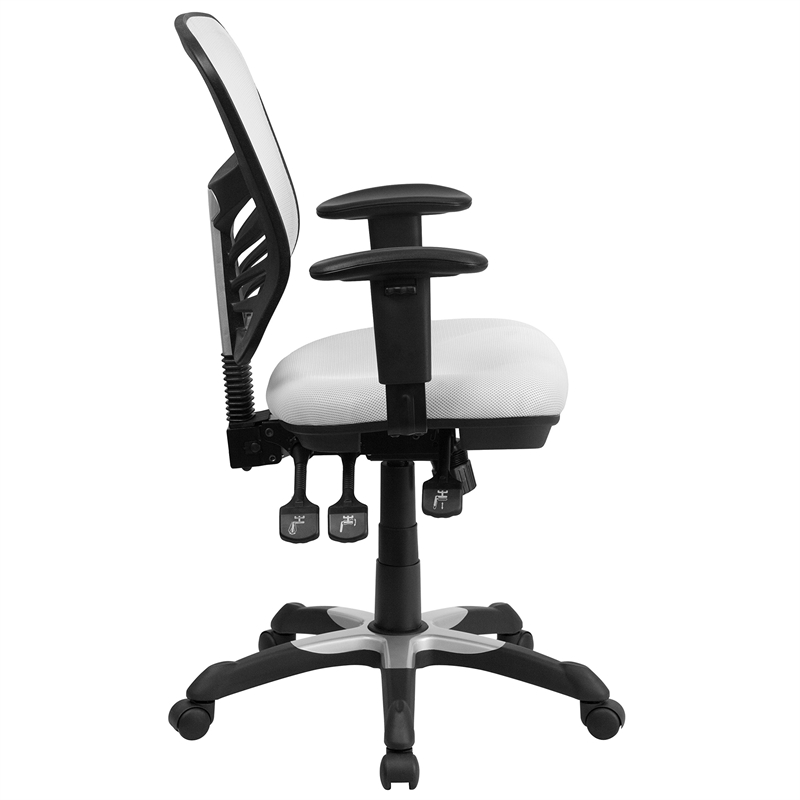 Pemberly Row Modern Mid Back Mesh Swivel Office Chair in White